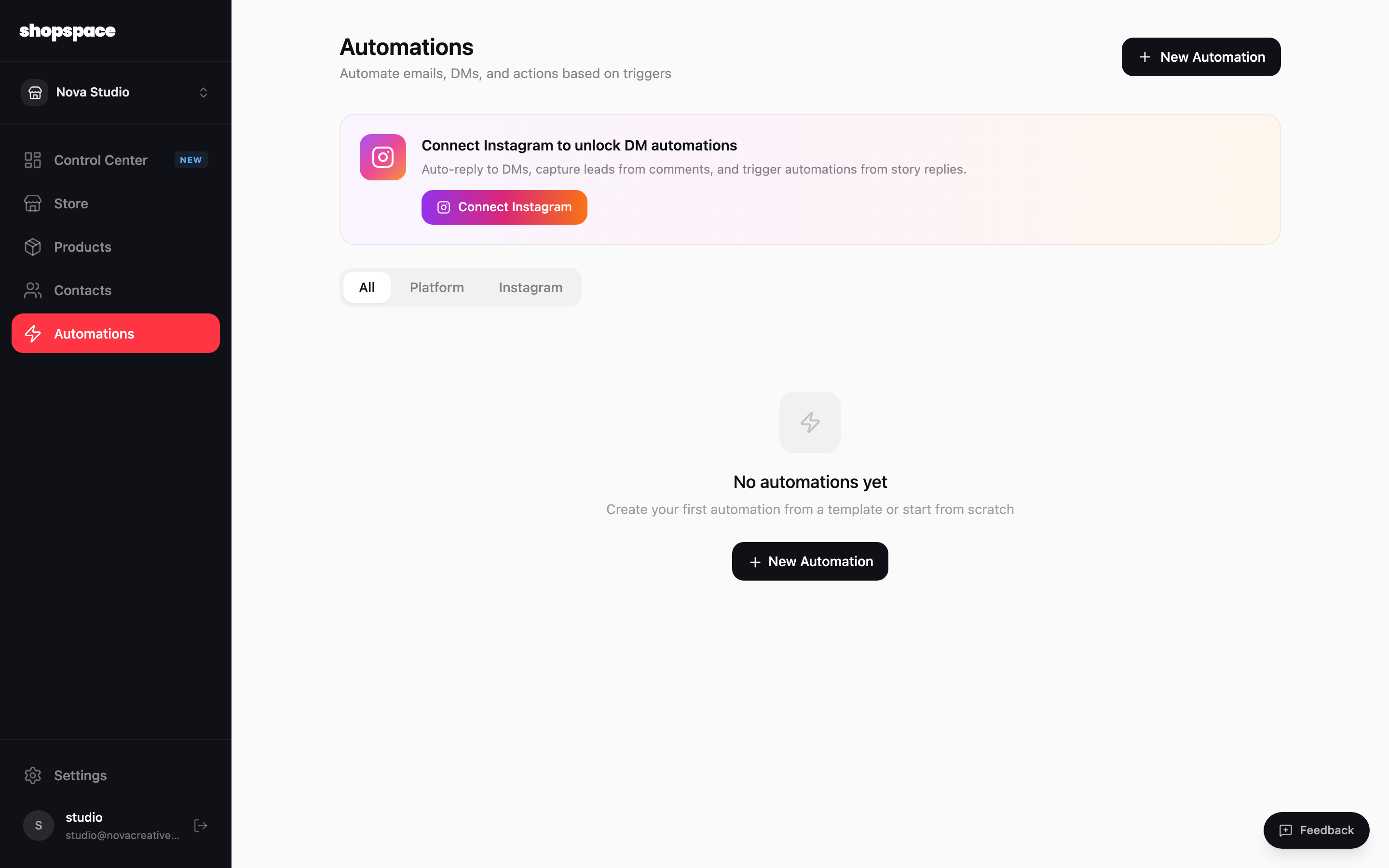 Open Automations and click New Automation