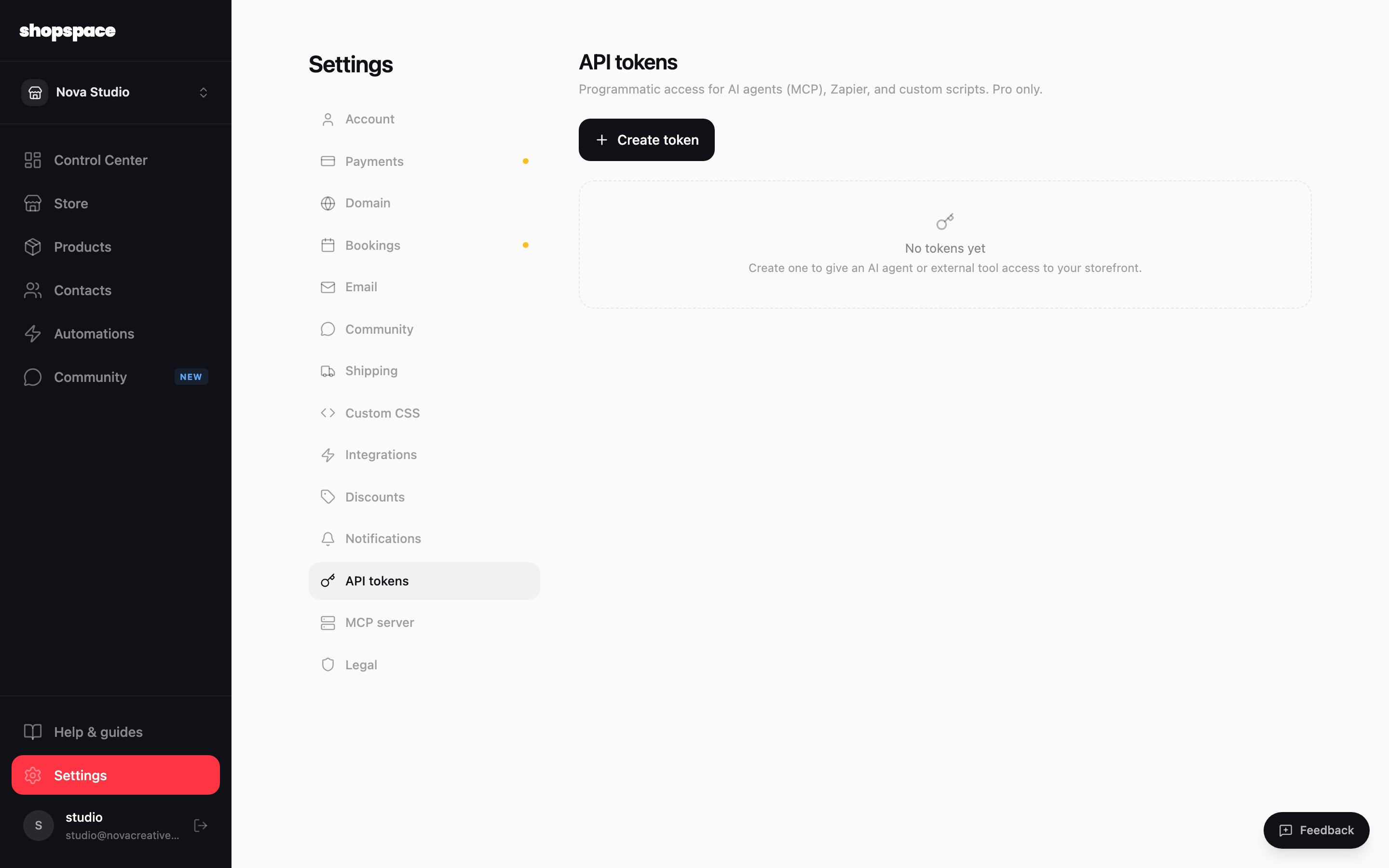 Or create an API token for local tools
