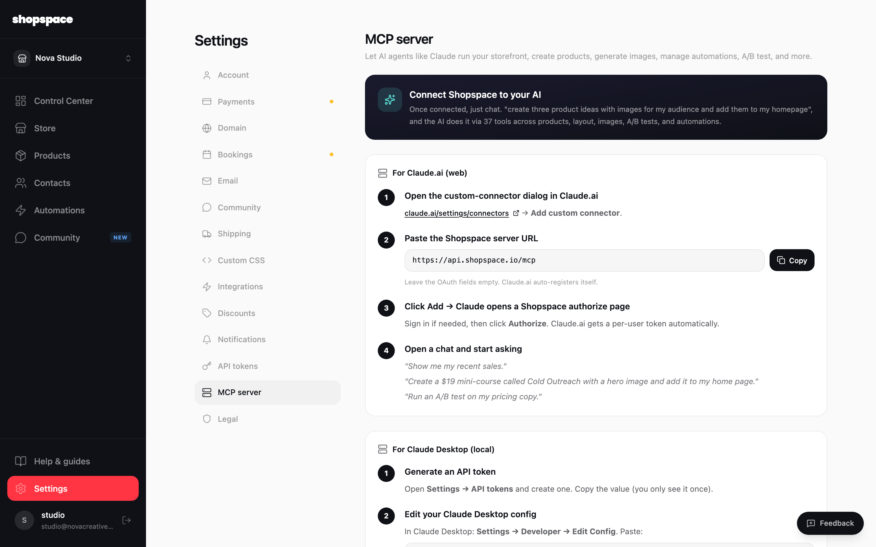 Connect Claude.ai (web) in one click