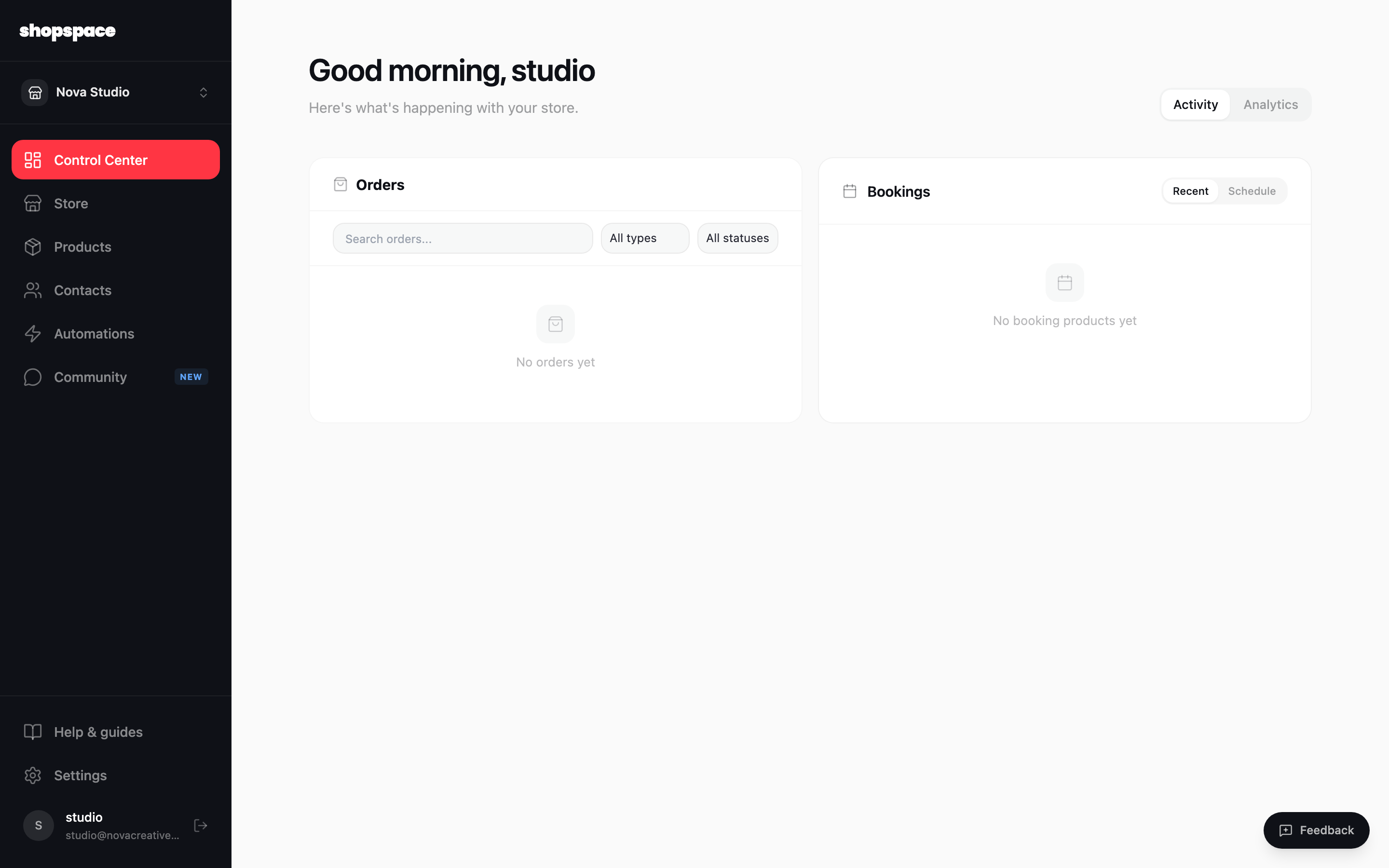 Track orders and bookings