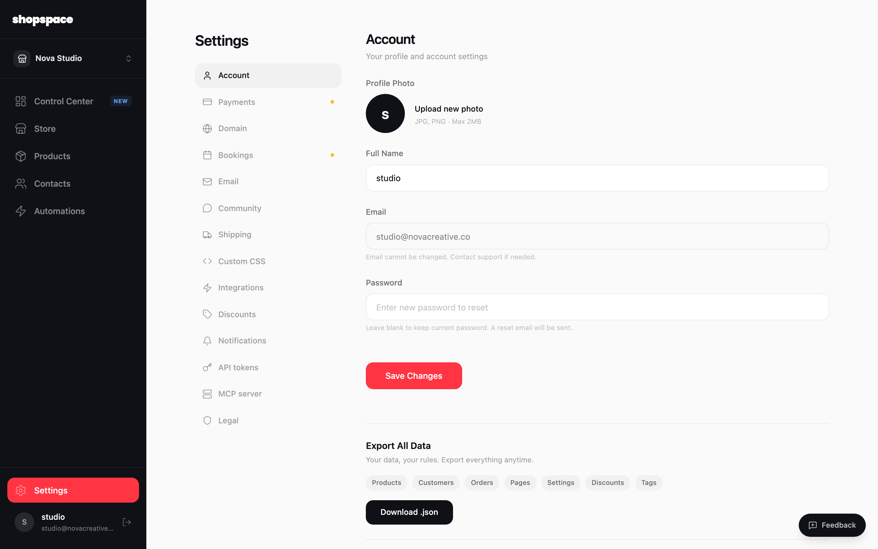 Open Settings
