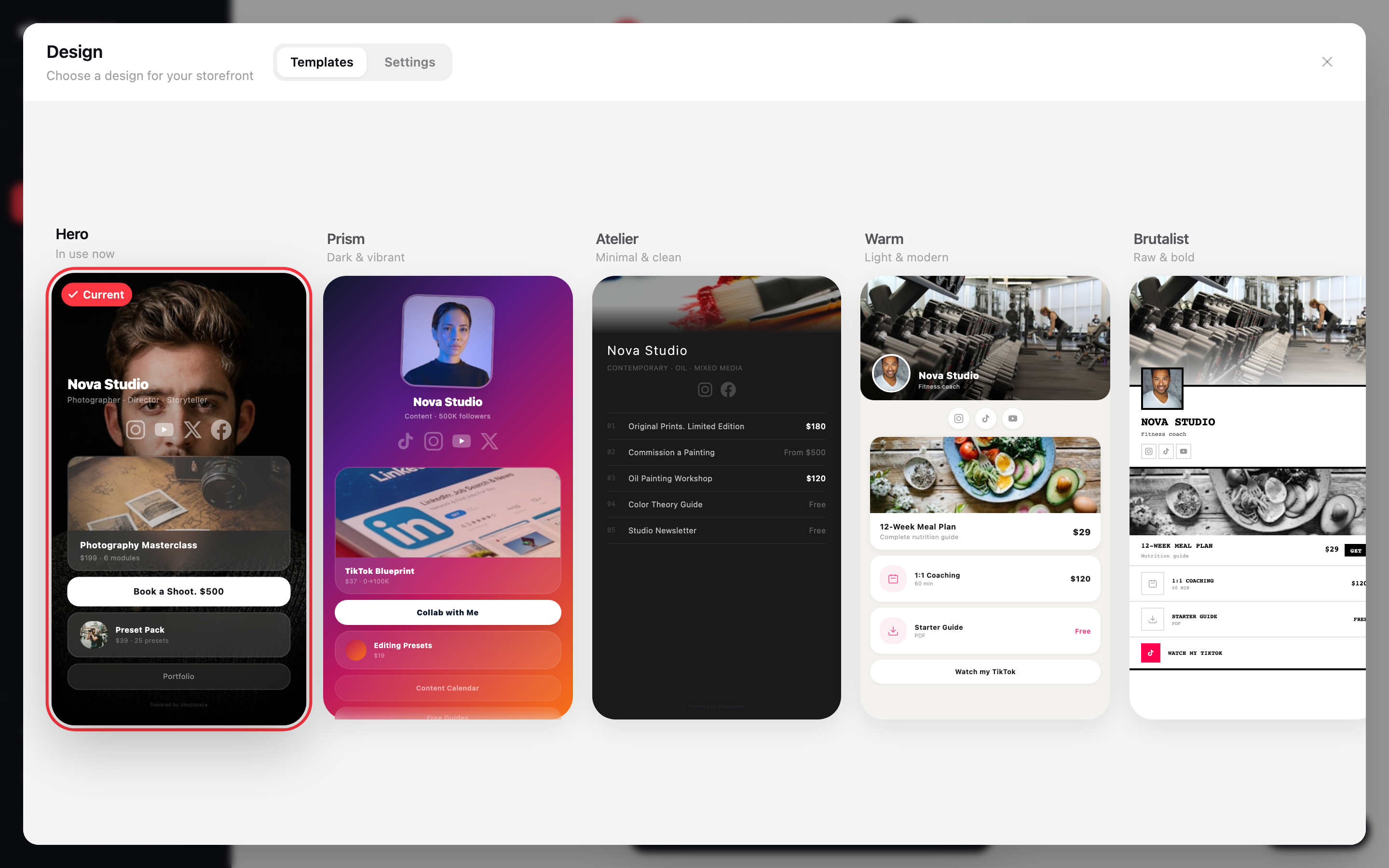 Open the Design panel