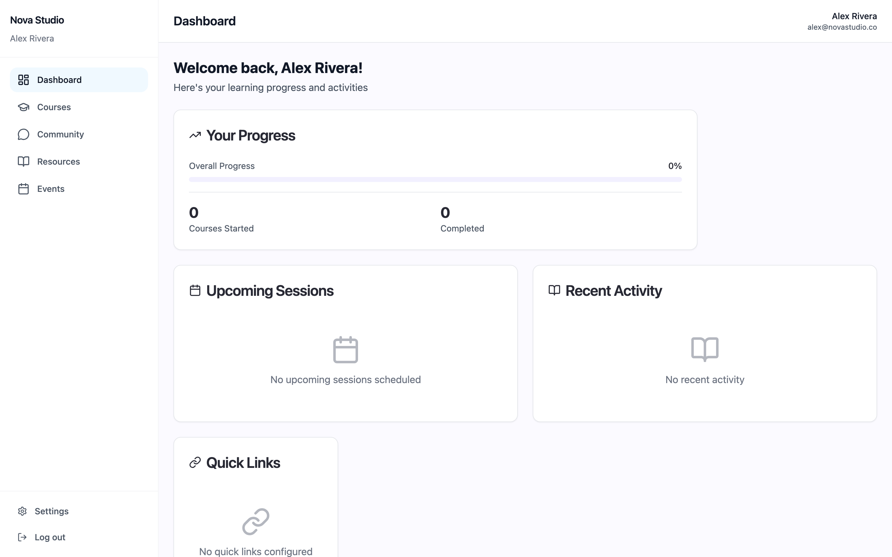 The member dashboard