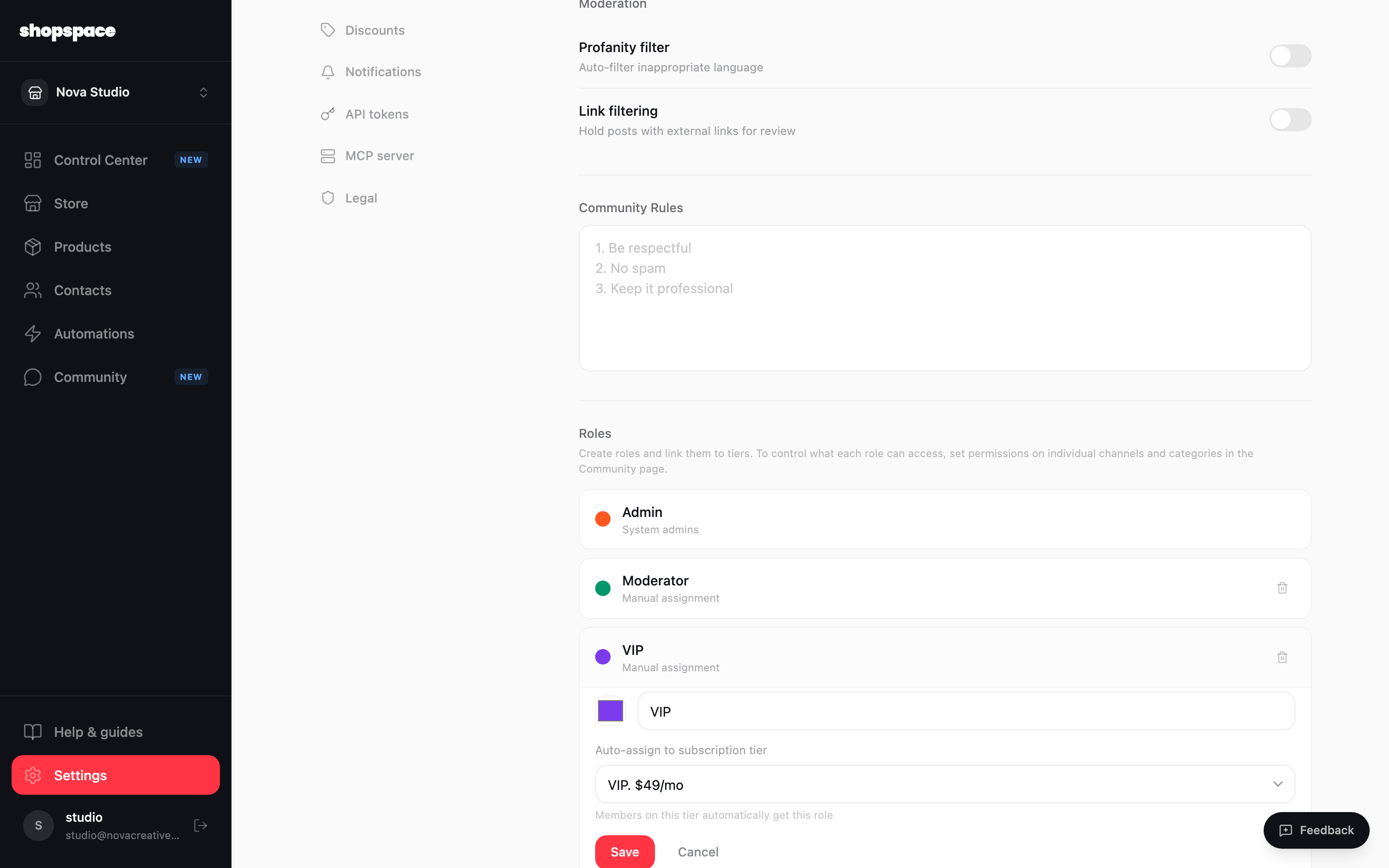 Auto-assign a role to a tier